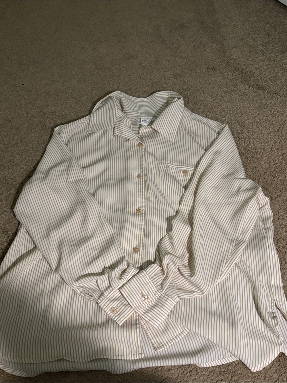 Women's Cream Striped Button-Down Shirt